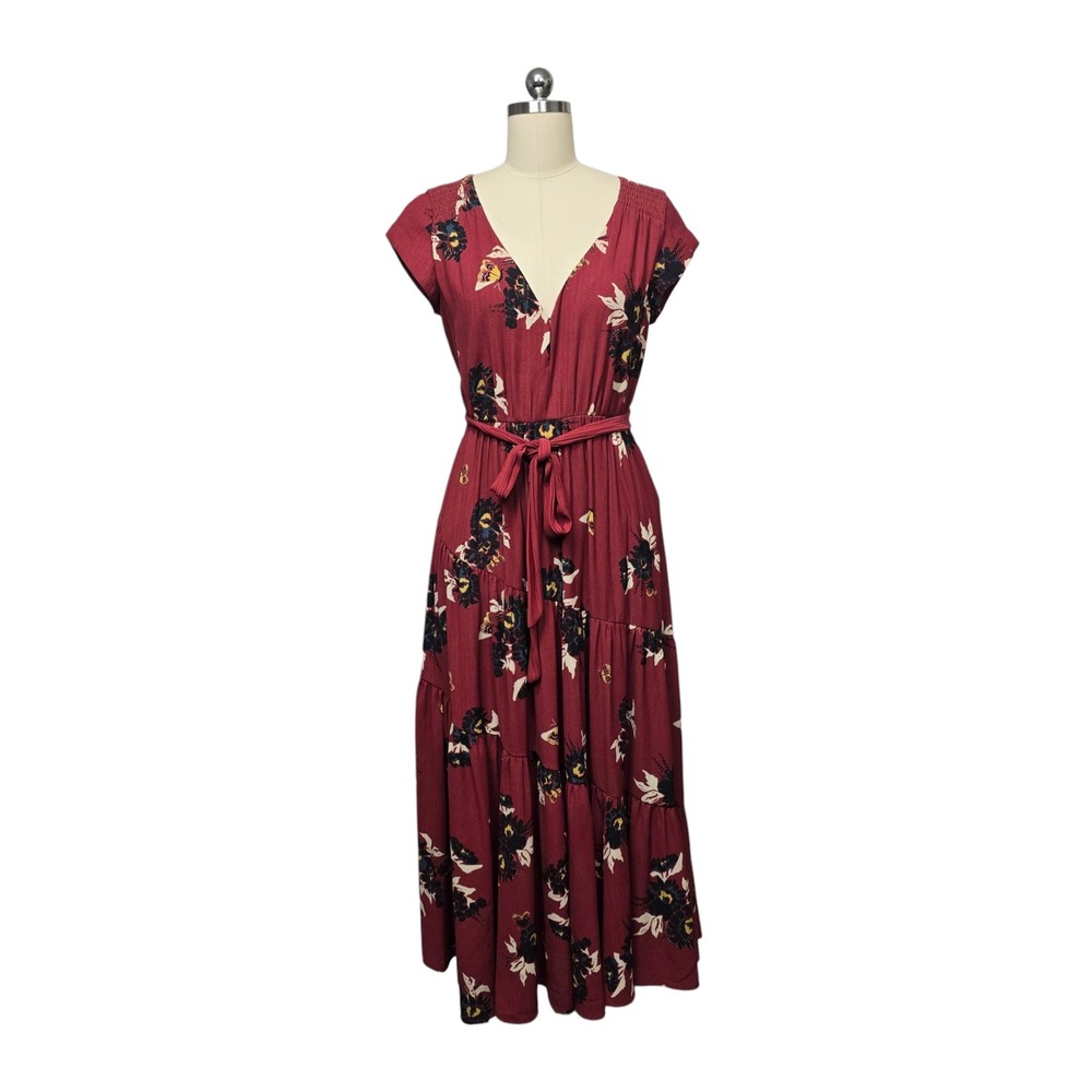 Free People Burgundy Floral Maxi Dress